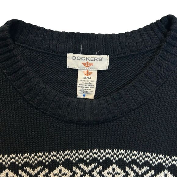 Vintage Dockers Ski Cotton Knit Sweater Adult Med Black Red Icelandic Snowflake - Picture 7 of 8